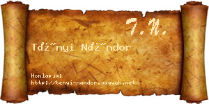 Tényi Nándor névjegykártya